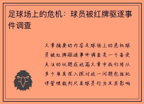 足球场上的危机：球员被红牌驱逐事件调查